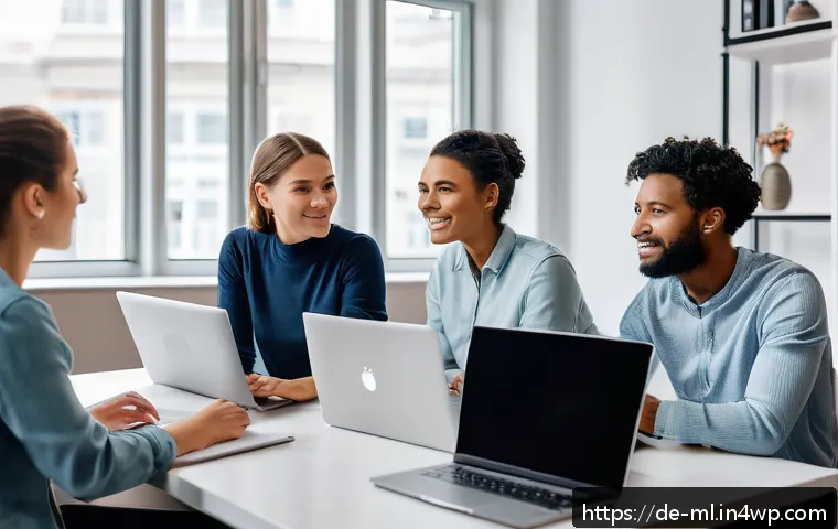 언어적 편향 인식을 위한 온라인 교육 리소스 - A diverse group of adult learners engaged in an online course about inclusive language and unconscio...